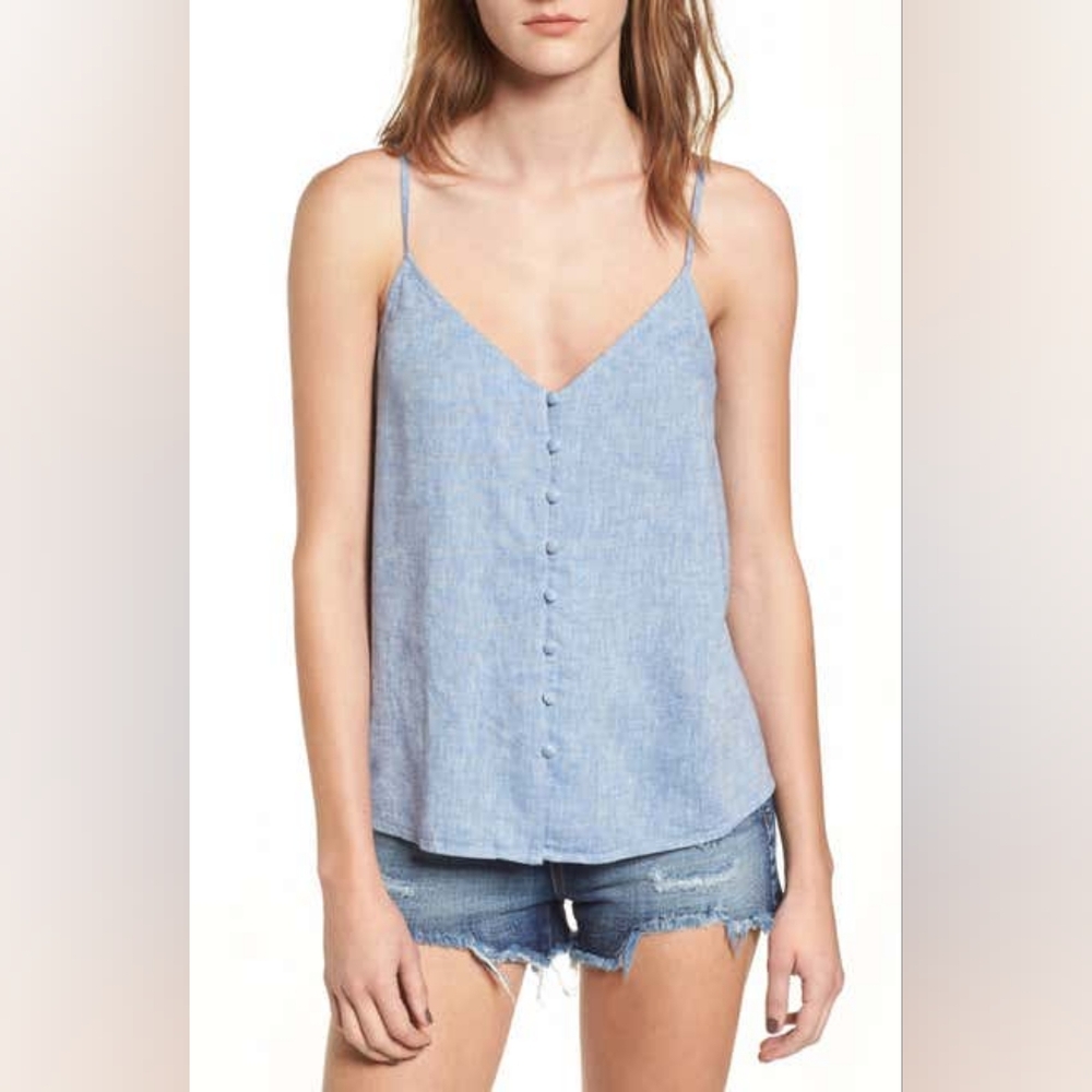 EUC BP Linen blend button adjustable tank, Sz M
